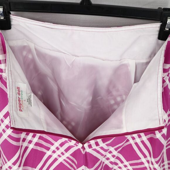 Paper Doll Skirt Juniors Large Pink White Plaid Pleated Lined Swing Rockabilly - Picture 10 of 11